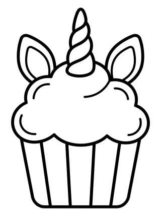 Desenho de Cupcake Unicornio Mágico para colorir e imprimir grátis