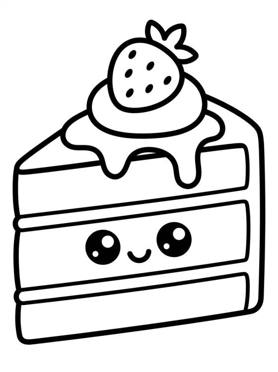 Desenho de Trozos de Pastel de Fresa para colorir e imprimir grátis