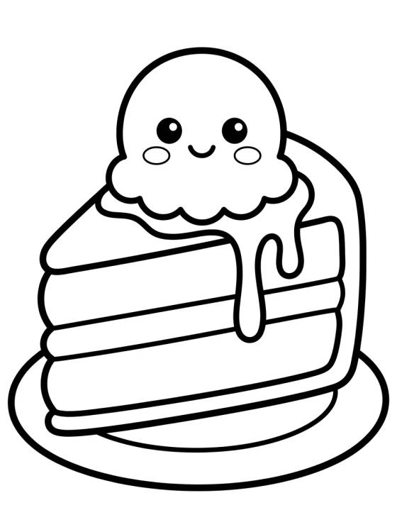 Desenho de Rebanada de Pastel con Helado para colorir e imprimir grátis