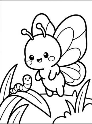 Desenho de Mariposa Bebé Curiosa para colorir e imprimir grátis