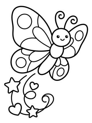 Desenho de Mariposa Encantada con Estrellitas para colorir e imprimir grátis