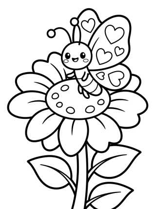 Desenho de Mariposa Feliz en la Flor Mágica para colorir e imprimir grátis