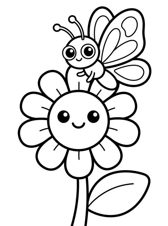 Desenho de Mariposa Tierna Posada en la Flor para colorir e imprimir grátis
