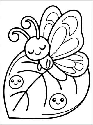 Desenho de Mariposa Perezosa en la Hoja para colorir e imprimir grátis