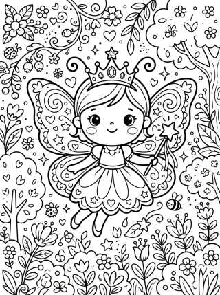 Desenho de Mariposa Princesa con Corona para colorir e imprimir grátis