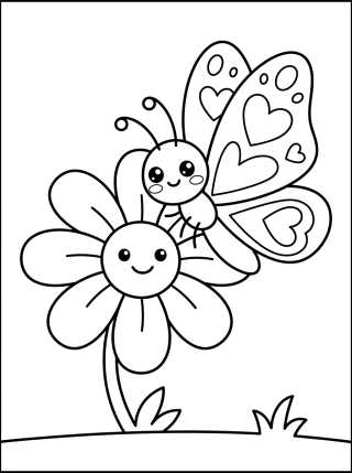 Desenho de Mariposa Sonriente en la Margarita para colorir e imprimir grátis