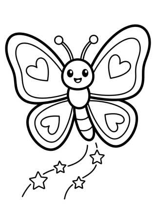 Desenho de Mariposita con Corazones en las Alas para colorir e imprimir grátis