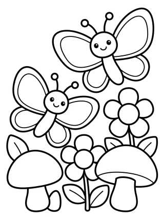 Desenho de Dúo de Mariposas Amigas para colorir e imprimir grátis
