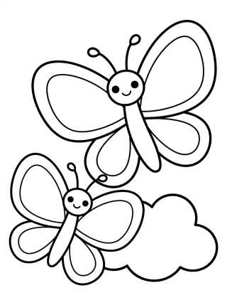 Desenho de Pareja de Mariposas Volando para colorir e imprimir grátis