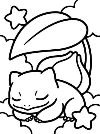 Desenho de Bulbasaur Bebé Durmiendo para colorir e imprimir grátis