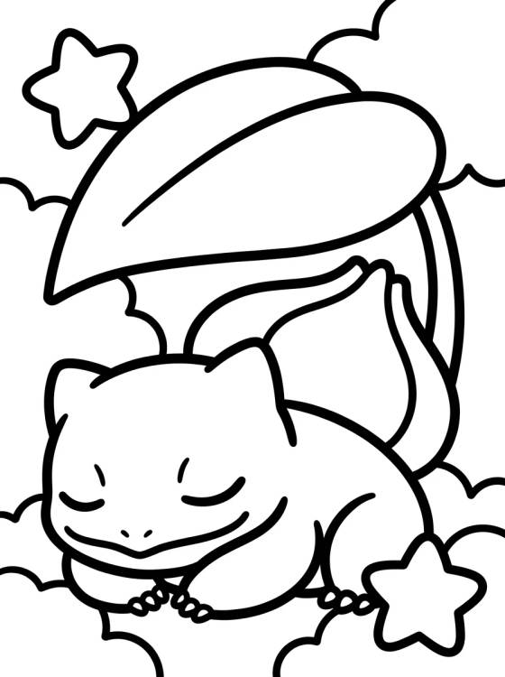 Desenho de Bulbasaur Bebé Durmiendo para colorir e imprimir grátis