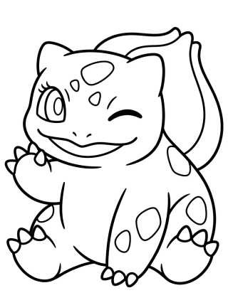 Desenho de Bebé Bulbasaur Guiñando para colorir e imprimir grátis