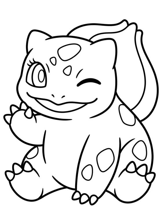 Desenho de Bebé Bulbasaur Guiñando para colorir e imprimir grátis