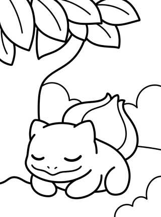 Desenho de Bulbasaur Durmiendo en el Bosque para colorir e imprimir grátis
