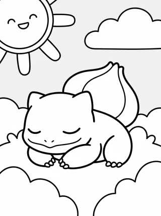 Desenho de Bulbasaur Durmiendo en el Césped para colorir e imprimir grátis