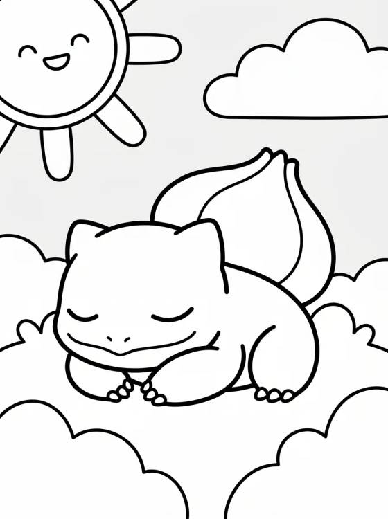 Desenho de Bulbasaur Durmiendo en el Césped para colorir e imprimir grátis