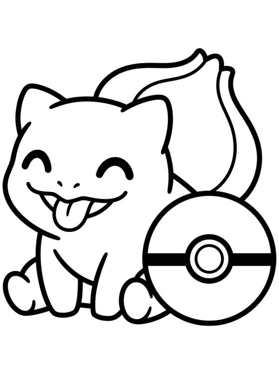 Desenho de Bulbasaur y la Pokébola para colorir e imprimir grátis
