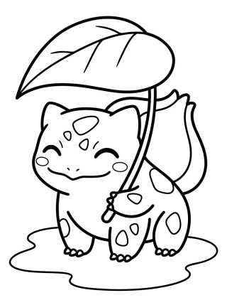 Desenho de Bulbasaur Tierno con Hoja para colorir e imprimir grátis