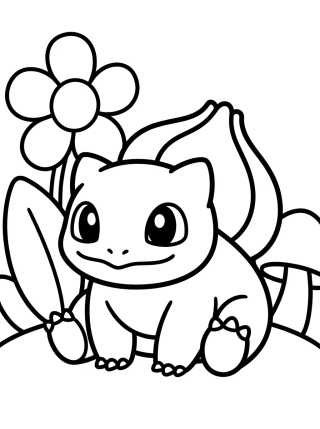 Desenho de Bulbasaur Lindo en el Jardín para colorir e imprimir grátis