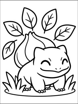 Desenho de Bulbasaur Lanzando Hojas para colorir e imprimir grátis