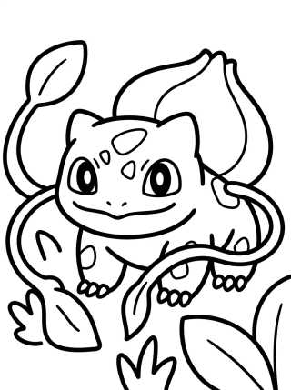 Desenho de Bulbasaur Usando Poder de Plantas para colorir e imprimir grátis