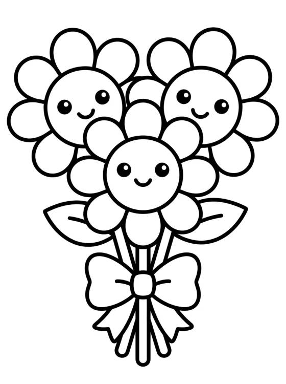 Desenho de Ramo de Girasoles Felices para colorir e imprimir grátis