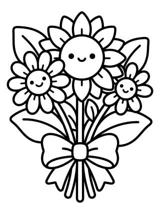 Desenho de Ramo de Margaritas y Girasoles para colorir e imprimir grátis