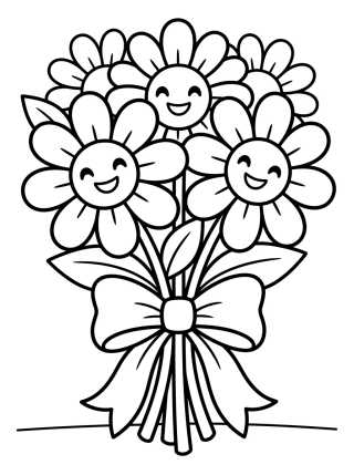 Desenho de Ramo de Margaritas Sonrientes para colorir e imprimir grátis