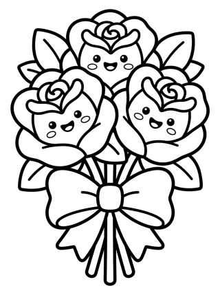 Desenho de Ramo de Rosas Sonrientes para colorir e imprimir grátis