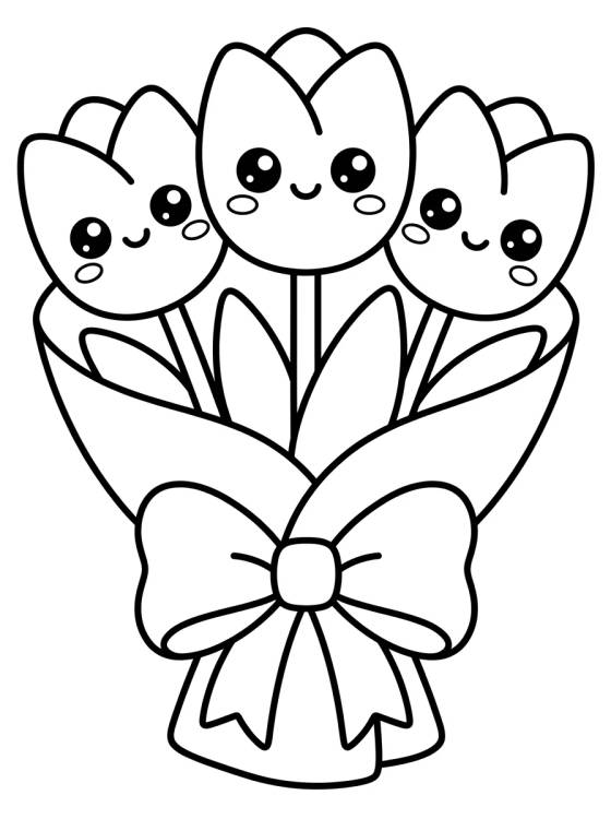 Desenho de Ramo de Tulipanes con Lazo para colorir e imprimir grátis