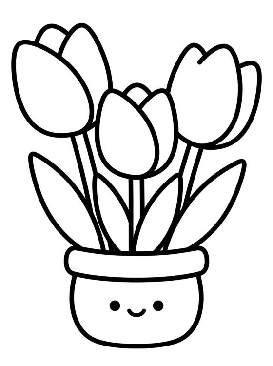 Desenho de Ramo de Tulipanes en Florero para colorir e imprimir grátis