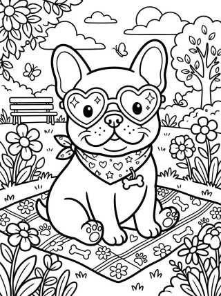 Desenho de Bulldog Francés con Estilo para colorir e imprimir grátis