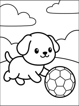 Desenho de Perrito Jugando con Pelota para colorir e imprimir grátis