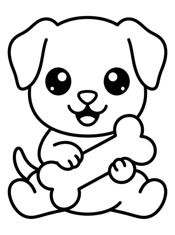 Desenho de Perrito Tierno con Hueso para colorir e imprimir grátis