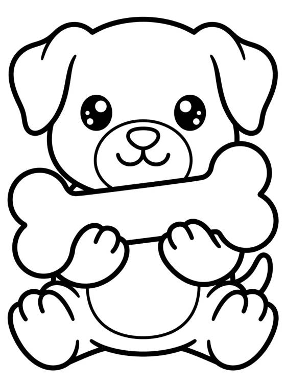 Desenho de Perrito Tierno con Hueso para colorir e imprimir grátis