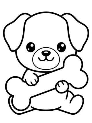 Desenho de Perrito Sosteniendo un Hueso para colorir e imprimir grátis