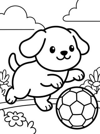 Desenho de Perro Jugando con Pelota para colorir e imprimir grátis