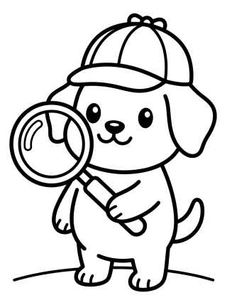 Desenho de Perro Detective con Lupa para colorir e imprimir grátis