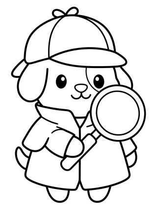 Desenho de Perro Detective Lindo para colorir e imprimir grátis