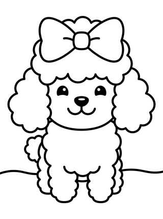 Desenho de Perrita Poodle con Lazo Tierno para colorir e imprimir grátis