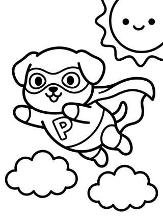 Desenho de Perro Superhéroe para colorir e imprimir grátis