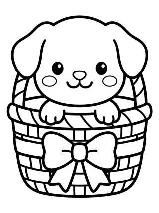 Desenho de Cachorrito en una Cesta para colorir e imprimir grátis