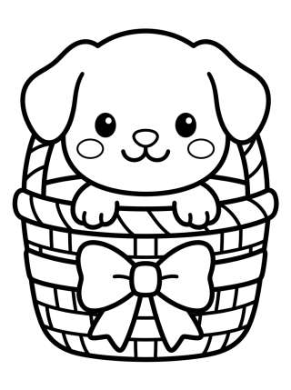 Coleção de desenhos para colorir: Dibujos de Perros Kawaii para Colorear