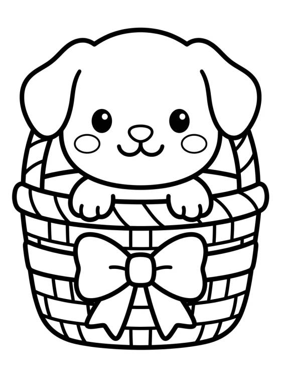 Desenho de Cachorrito en una Cesta para colorir e imprimir grátis