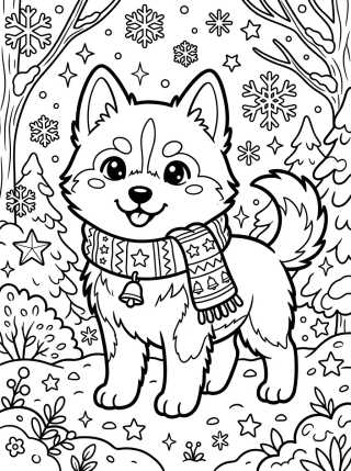 Desenho de Cachorro Husky Siberiano Bebé para colorir e imprimir grátis