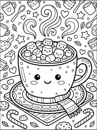 Desenho de Chocolate Caliente con Malvaviscos para colorir e imprimir grátis