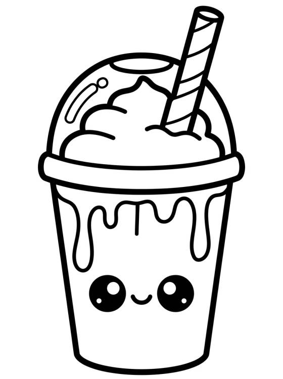 Desenho de Vaso de Frappuccino con Pajita para colorir e imprimir grátis