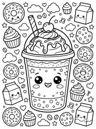Desenho de Frappuccino con Crema Batida para colorir e imprimir grátis