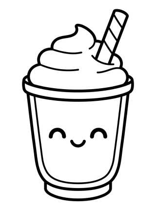 Desenho de Frappuccino Kawaii con Crema Batida para colorir e imprimir grátis