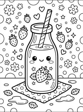 Desenho de Botellita de Leche de Fresa para colorir e imprimir grátis